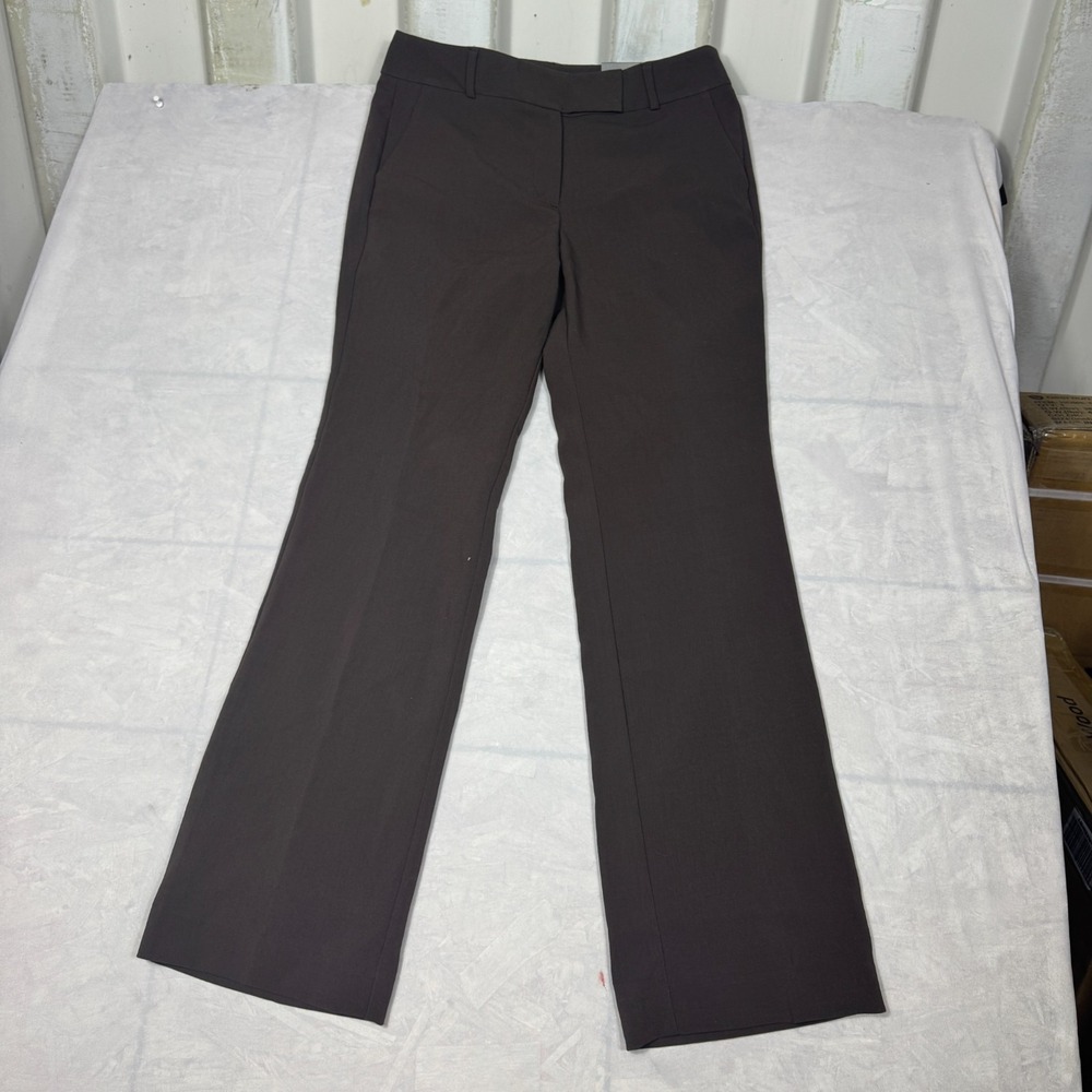 Signature Womens Dress Pants Brown Straight Leg Flat‎ Front Slash Pocket NWT